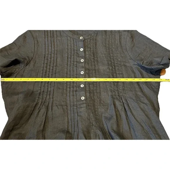 Quince Women 100% European Linen Short Sleeve Swing Dress Black Size Large - Picture 8 of 9